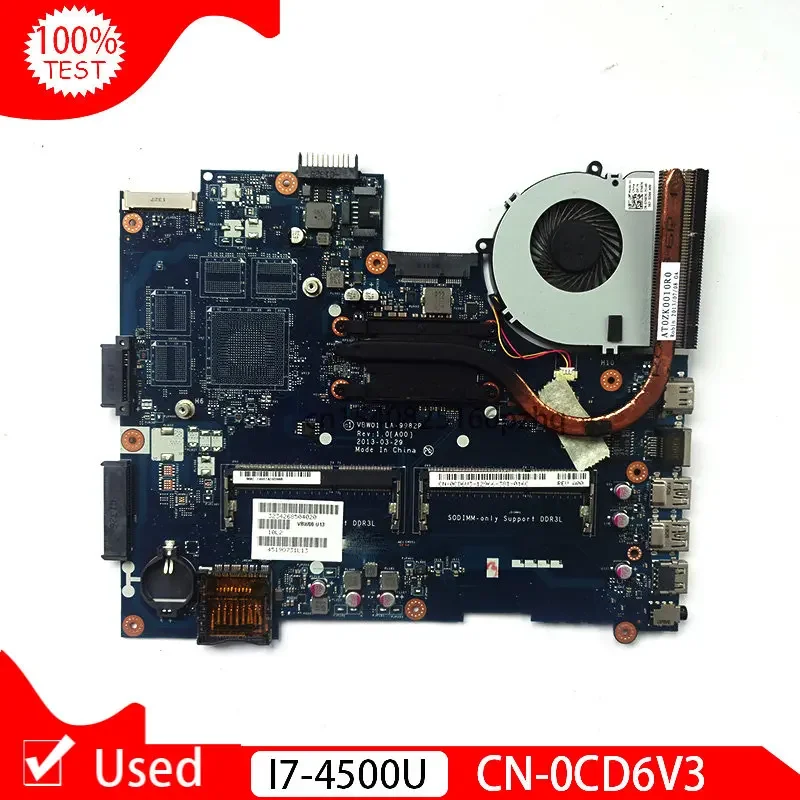 Placa base de portátil usada para Dell Inspiron 15R 5537 3537, placa principal VBW01, LA-9982P, 0CD6V3, DDR3L, SR16Z, CN-0CD6V3, CPU