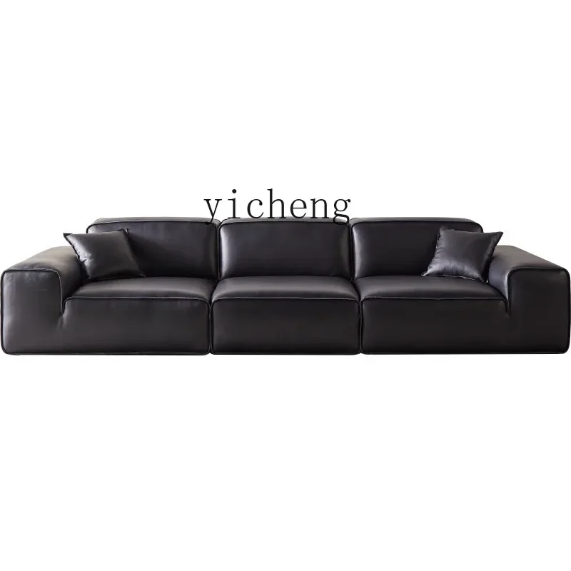 

ZK Sofa Full Leather Straight Row Large and Small Apartment Type Combination Widened Sitting Deep Summer Picture Leather Sofa