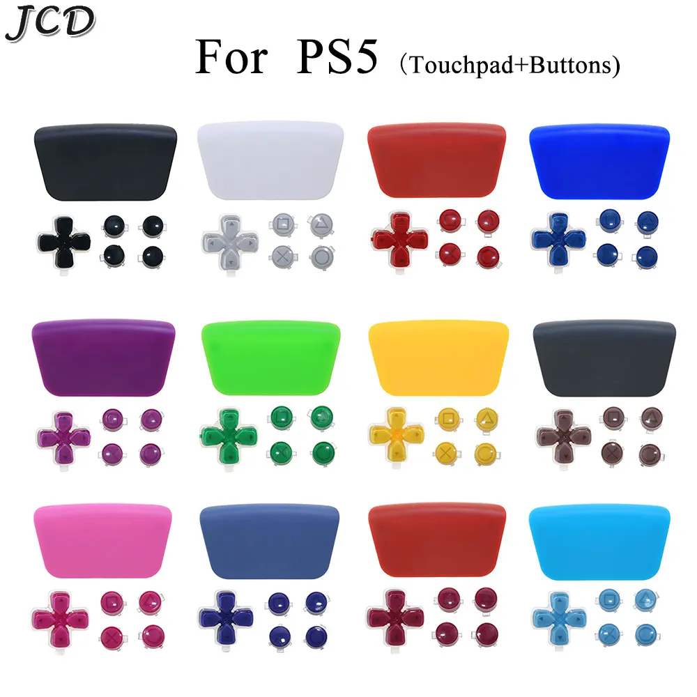 

JCD For PS5 Cross Direction Key ABXY D Pad Crystal Buttons and Plastic Touchpad Soft Touch Custom Part Replacement