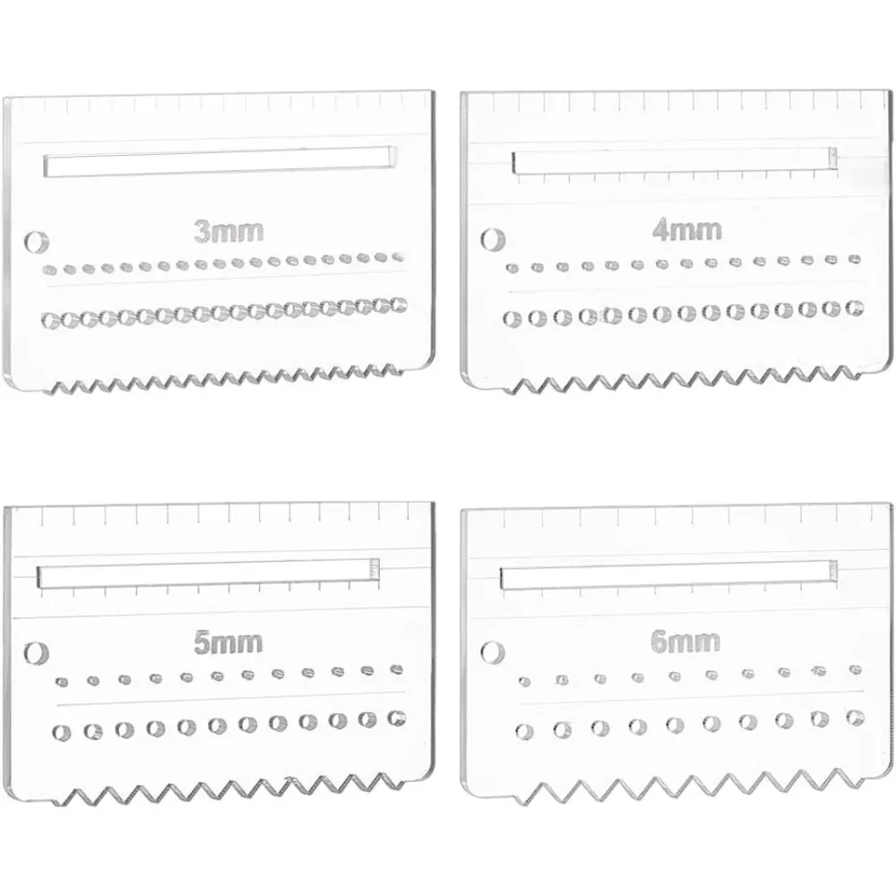 

4 PCS Clear Acrylic Leather Stitching Plate 3/4/5/6mm Multifuction Stencil Template Leather Punching Tool Ruler making kit