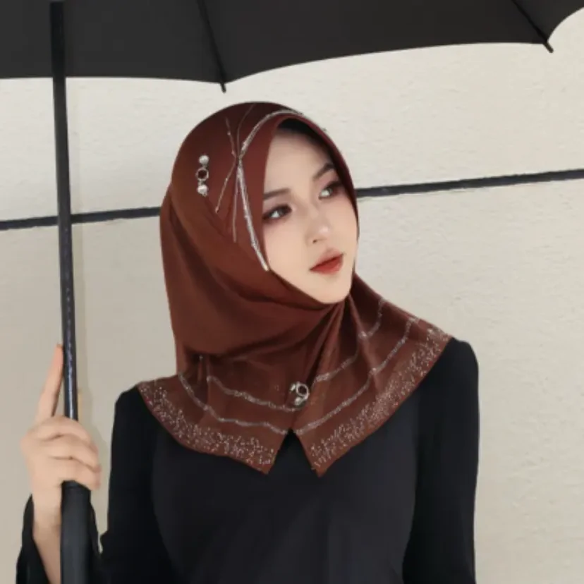 Crystal Handmade Winter Rhinestone Muslim Gift Hijab