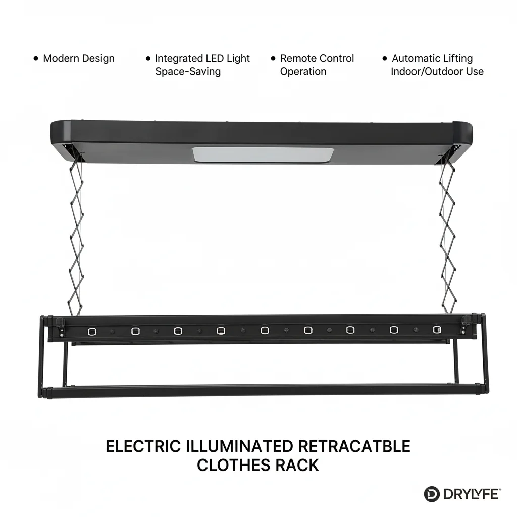 Picture 7: Retractable Electrical Airing Rack with Light Airing Rack with Remote Control Electrical Airing Rack Space Saving for Home