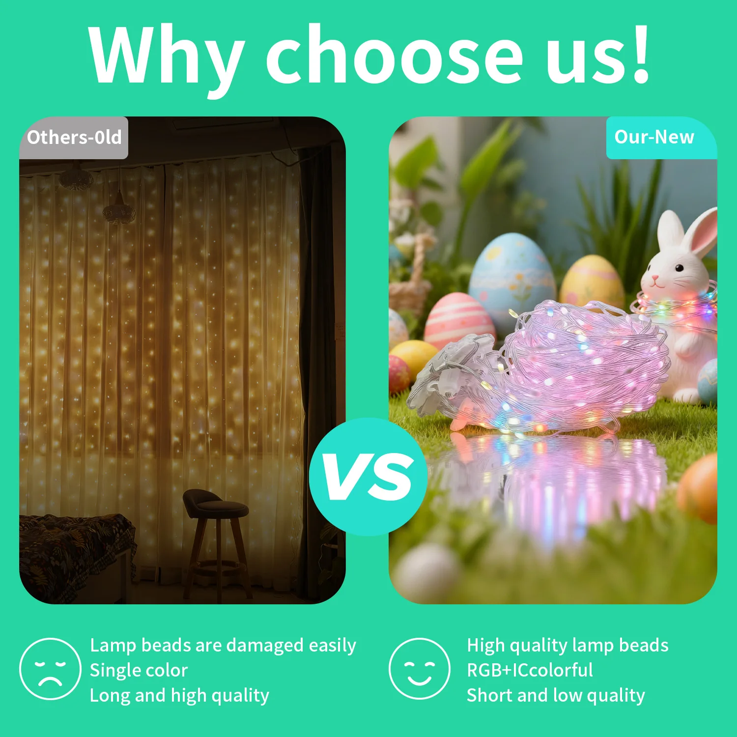 Intelligent LED Curtain Lights,400LED,RGB Fairy Lights, Music Synchronized,Unique Gift,Suitable for Holiday Decor.