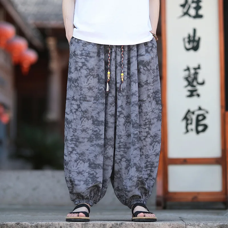 

Весенне-осенние новые мужские повседневные брюки-фонарики, винтажные свободные шаровары Harajuku, брюки в стиле хип-хоп, уличная одежда, широкие брюки