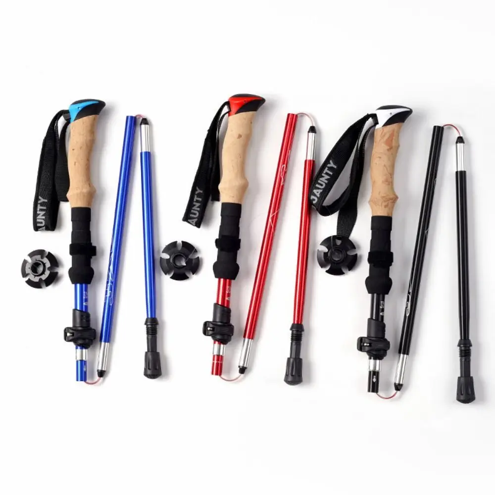 อลูมิเนียมกลางแจ้ง Trekking Poles 5 ส่วน EVA Cross Country Cane Ultralight Telescopic Walking Sticks อุปกรณ์เดินป่า