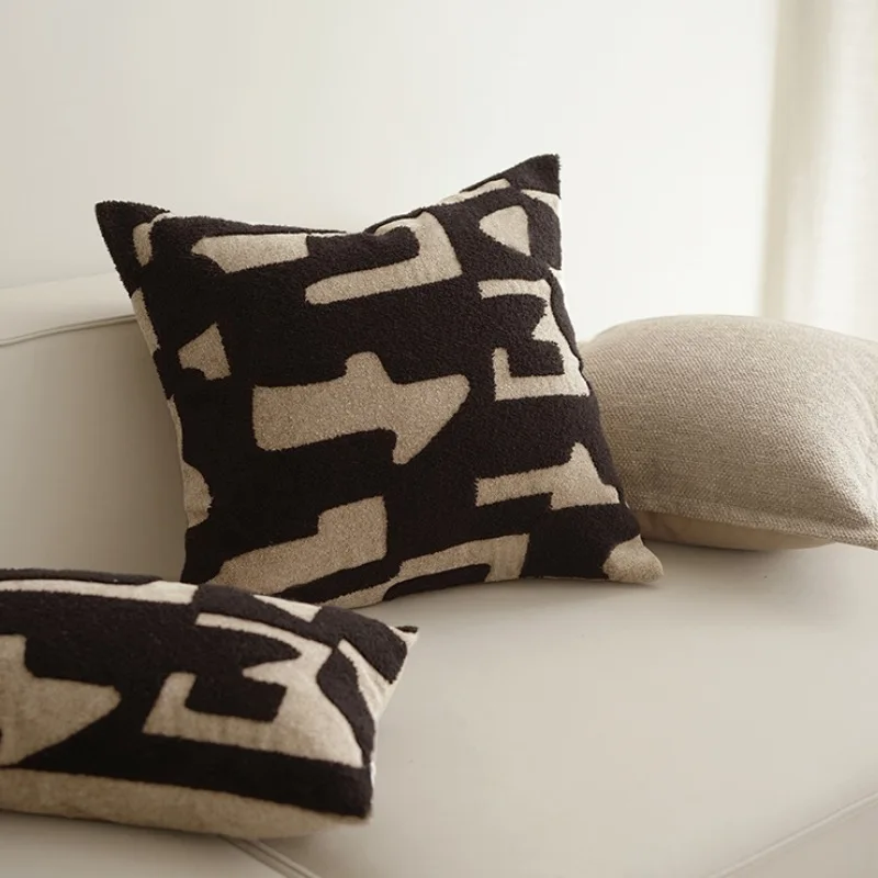 Modern Medieval Decorate Geometric Pillows Luxury Plain Cushion Case Black Brown Decorative Pillow Cover For Sofa Chair Decor
