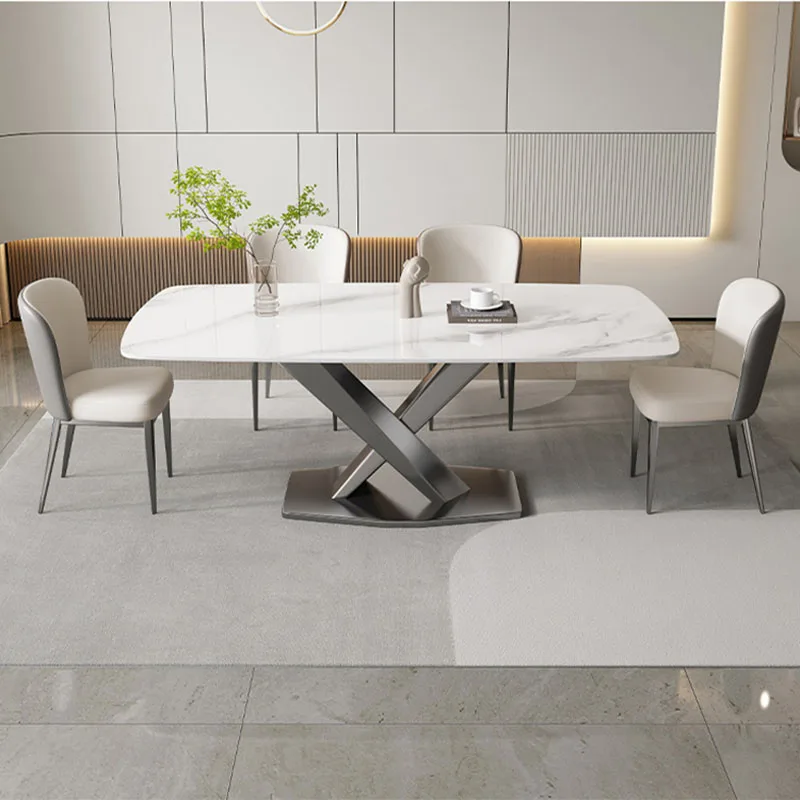 Breakfast Luxury Dining Table White Modern Kitchen Elegant Dining Table Chairs Hospitality Mesa Comedor Living Room Furniture