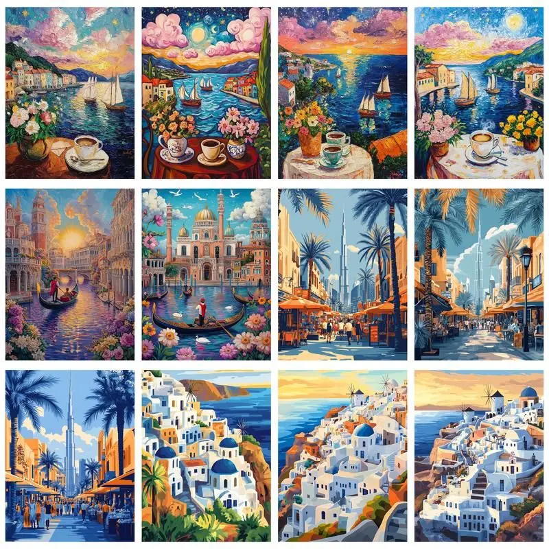 

CHENISTORY 5D Diamond Painting Kit House Landscape Diamond Mosaic Embroidery Cross Stitch Kits Hobby Needlework Home Decor