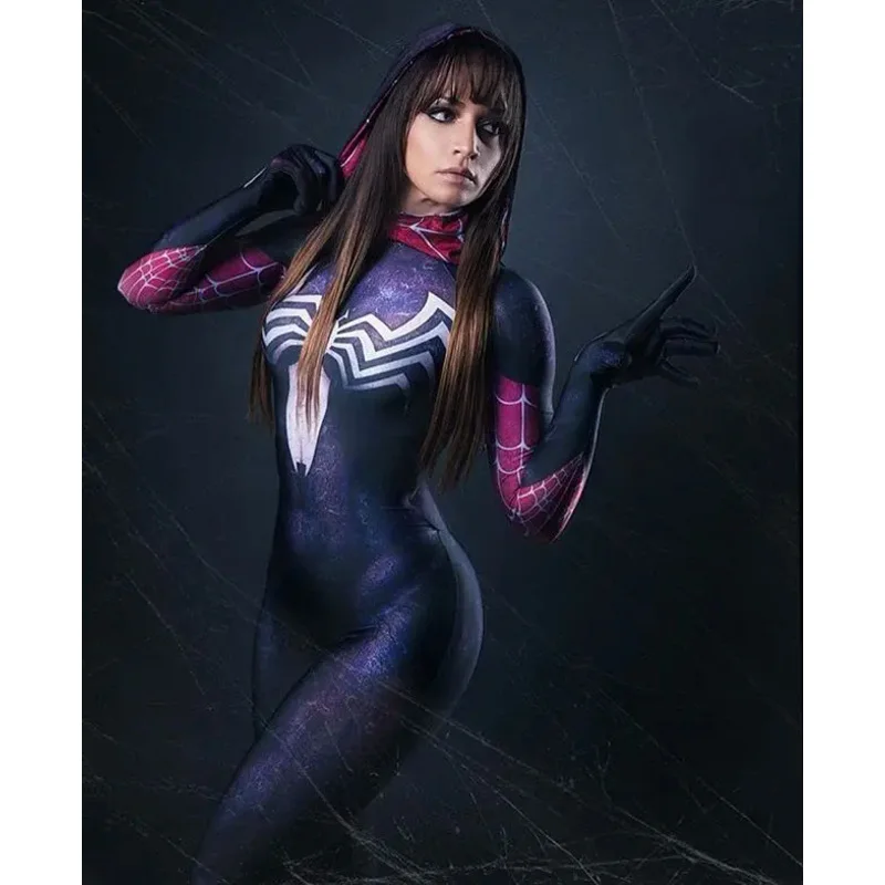 Halloween Adulti Bambini Venom Gwen Spiderman Stacy Costume Cosplay Symbiote Supereroe Zentai Suit Donna Ragazze Donna Tuta intera