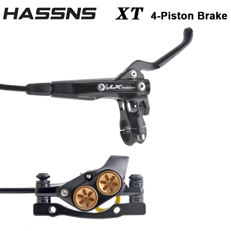 HASNS XT-Freios a Disco Hidráulicos para Mountain Bike, Rotor MTB, Conjunto de Pinças de Bicicleta, Ciclismo, 4 Pistões, 850mm, 1500mm, 160mm