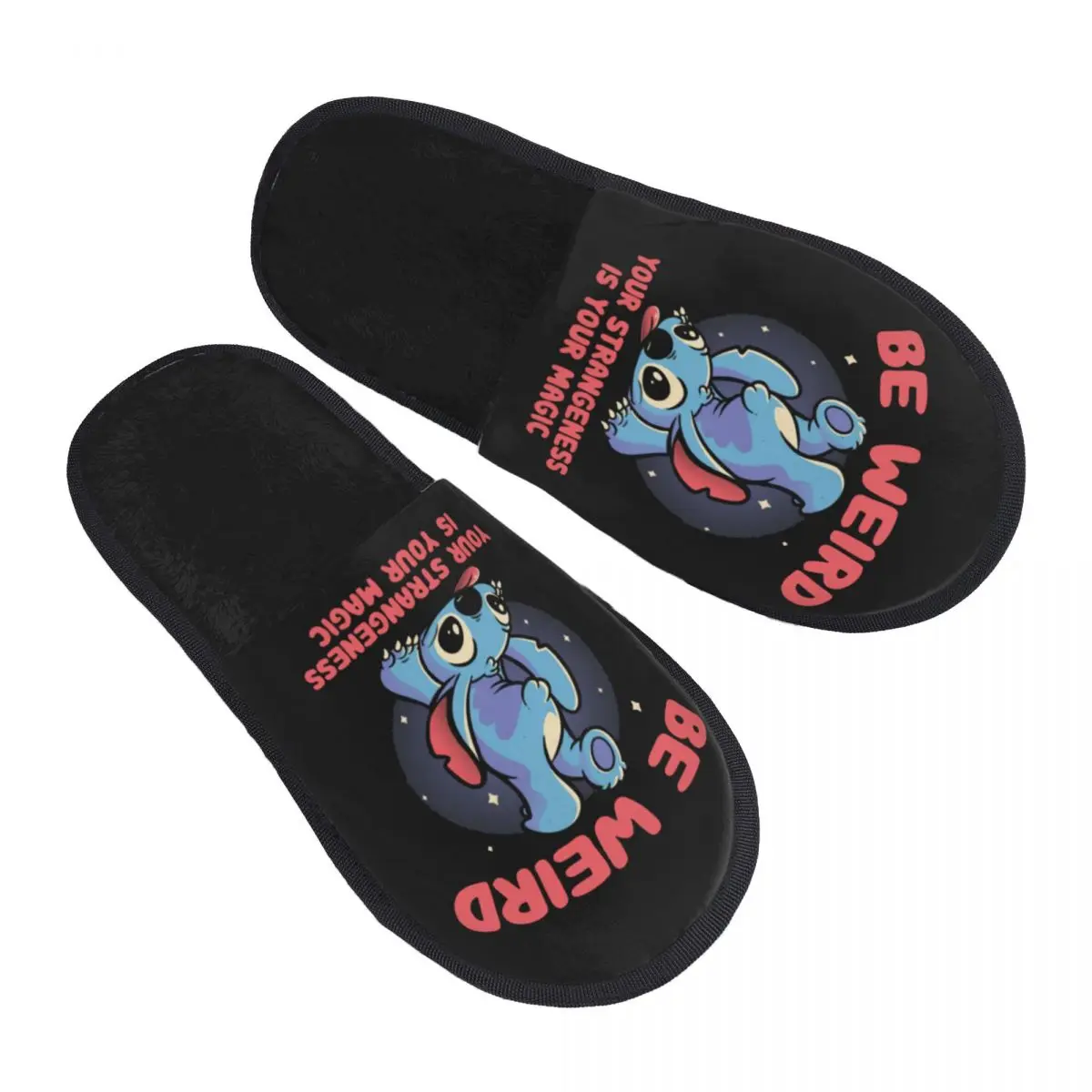 

Be Weird Meme Stitch House Slippers Anti-skid Soft Household Fur Slides Slippers Bedroom