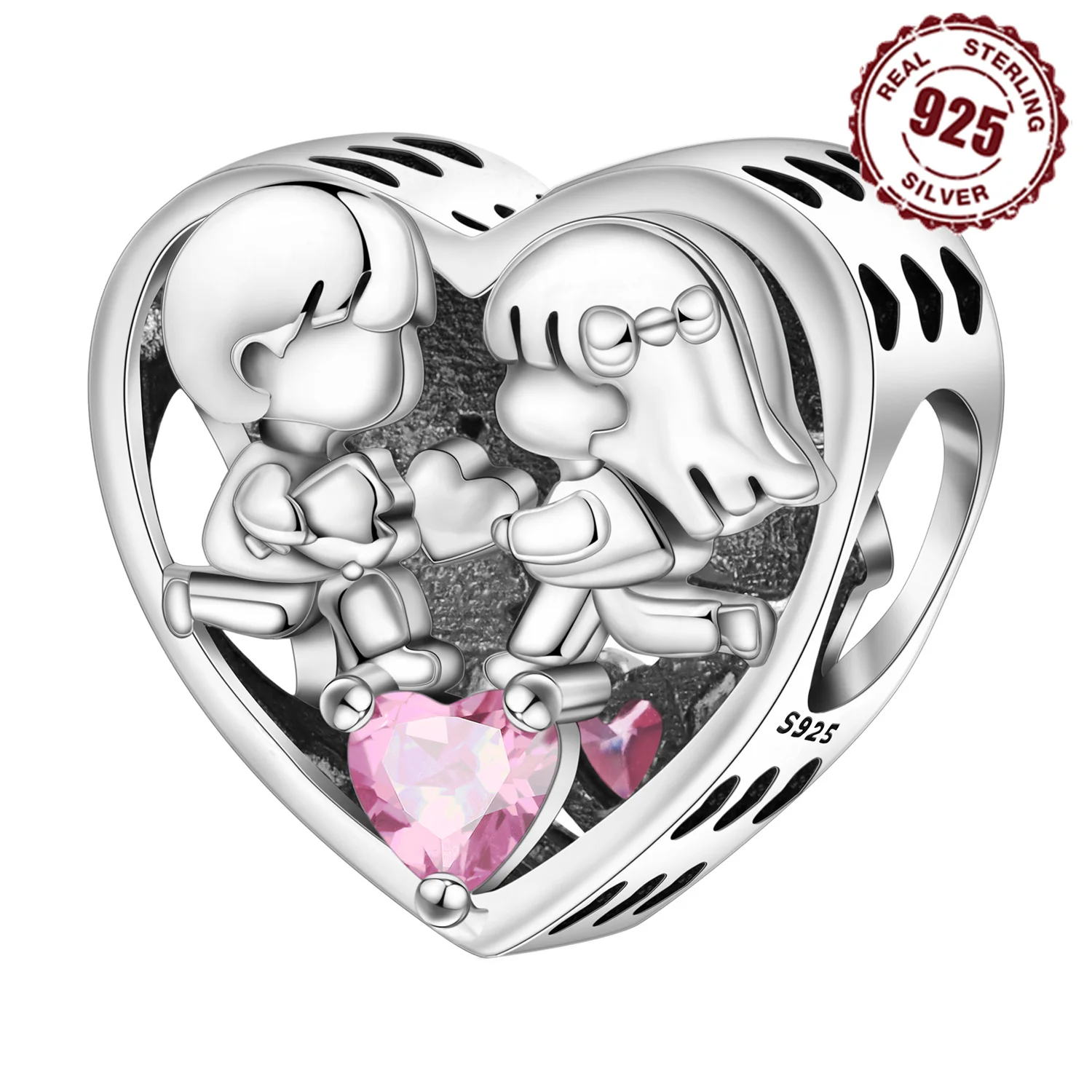 925 Sterling Silver Romantic Love Heart Shaped Beads Fit Bracelets Decoration DIY Birthday Party Gift Jewelry Bracelet Accessory