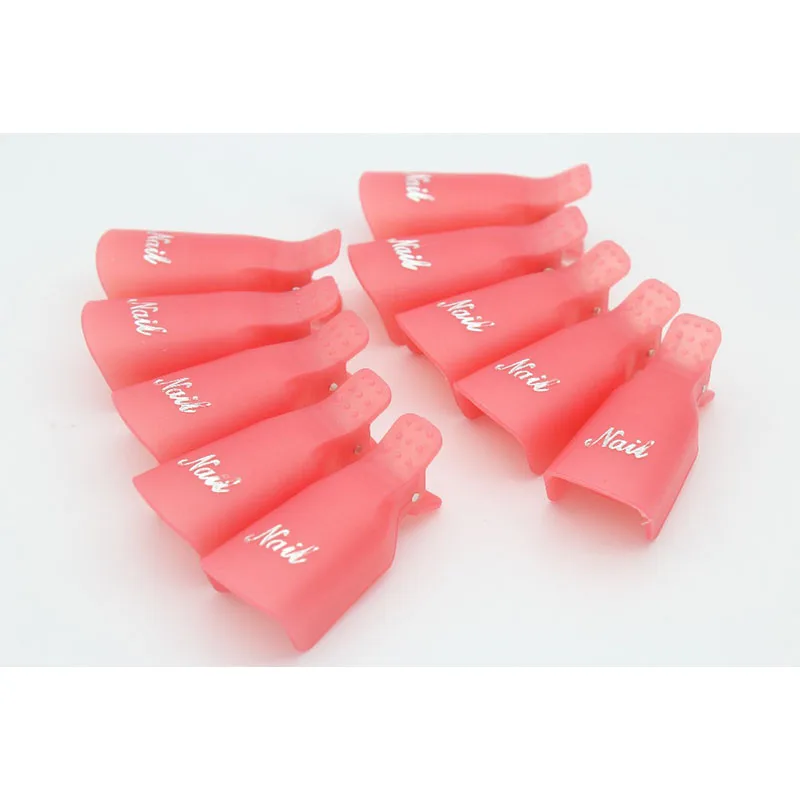 10 Cái/lốc Nhựa Nail Art Ngâm Tắt Cap Clip UV Gel Polish Remover Bọc Nail Công Cụ Cleaner Soakers Set Cho móng tay