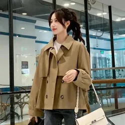 Abrigo cortavientos para mujer, novedad de primavera y otoño 2023, moda corta, vestido de trabajo que cubre el cuerpo pequeño, abrigo informal, Top informal holgado