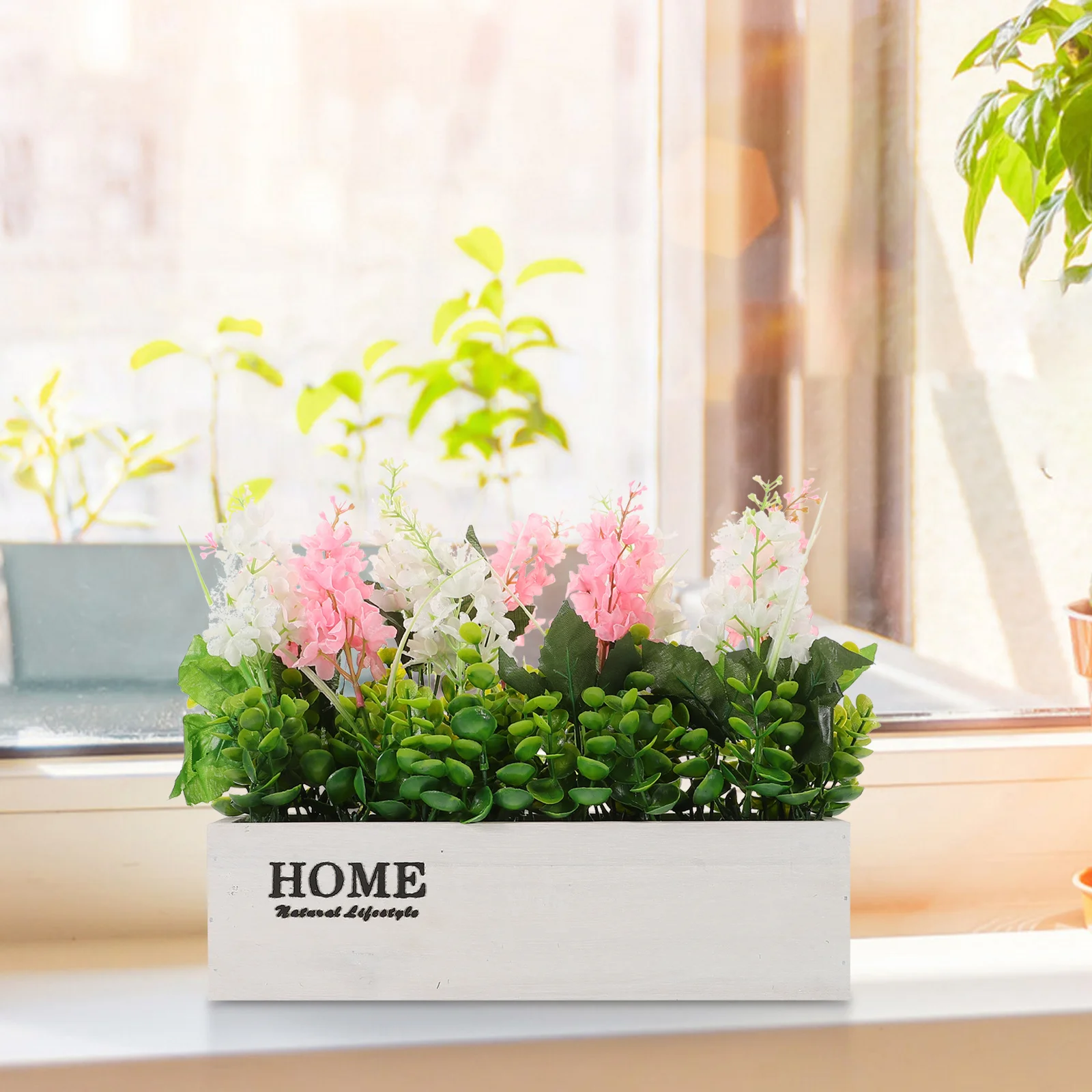 

Artificial Potted Hyacinth Fake Plants Realistic Silk Flowers in Stylish Pot for Indoor Outdoor Home Office Table Centerpiece