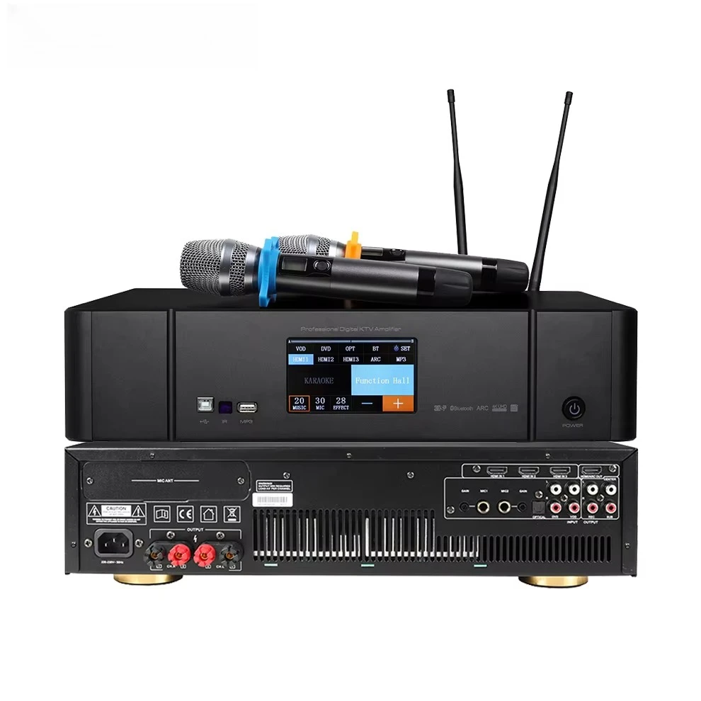 Digital Music Sound System Built in Microphone 2 Channel 3 in 1 Class H D Karaoke Amplifier