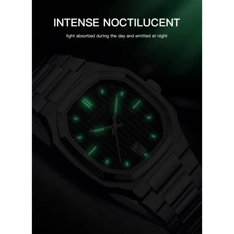 Woodpecker & Sohne New Fashion Men\'s Watch Mechanical Watches NH35 Movt Steel AR Sapphire Green Color 50M Waterproof Relogio Mas