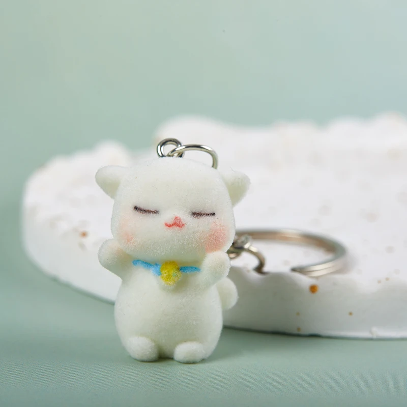 

1PC 3D Cartoon Flocking Bear Keychain Kawaii Bear Key Ring Animal Key Chains Souvenir Gifts For Women Men Car Keys DIY Jewelry