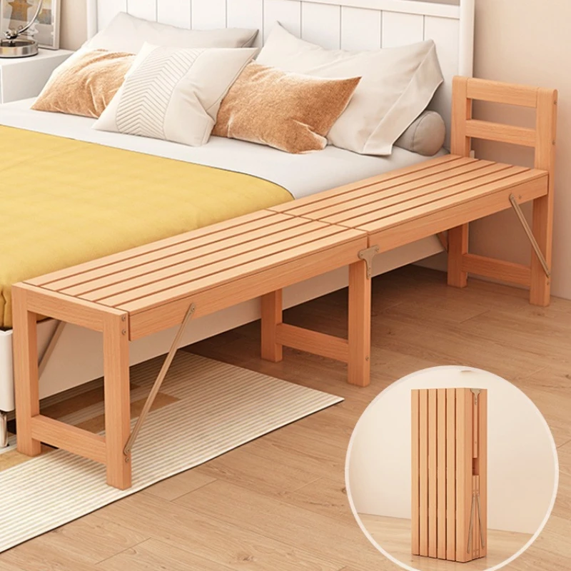 Beech children's splicing bed Solid wood foldable with guardrail Baby cot Expanded bed Extra Adults can sleep on bedside