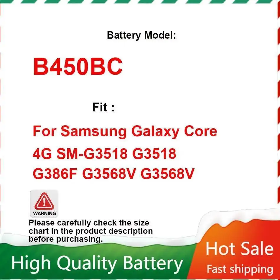 

B450BC для Samsung Galaxy Core 4G SM-G3518 G3518 G386F G3568V аккумулятор мобильного телефона 2000 мАч прочный