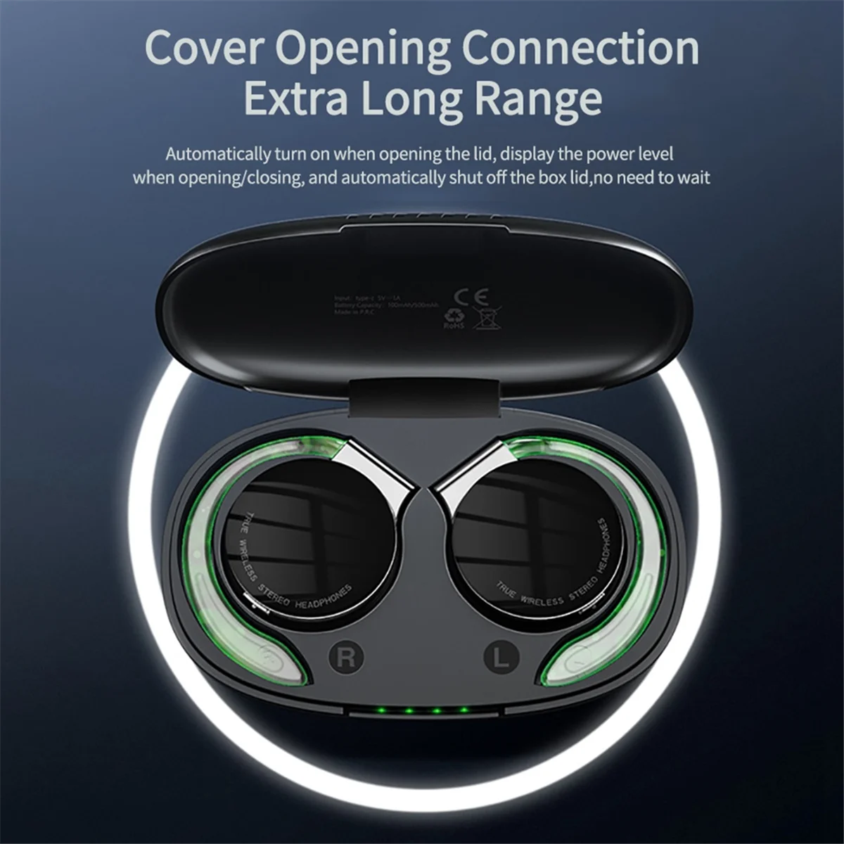 A23GG F2 TWS Wireless Bluetooth Headset Over-Ear Sports Headset Noise Cancelling Talking Headset Stereo Music Headset-Black