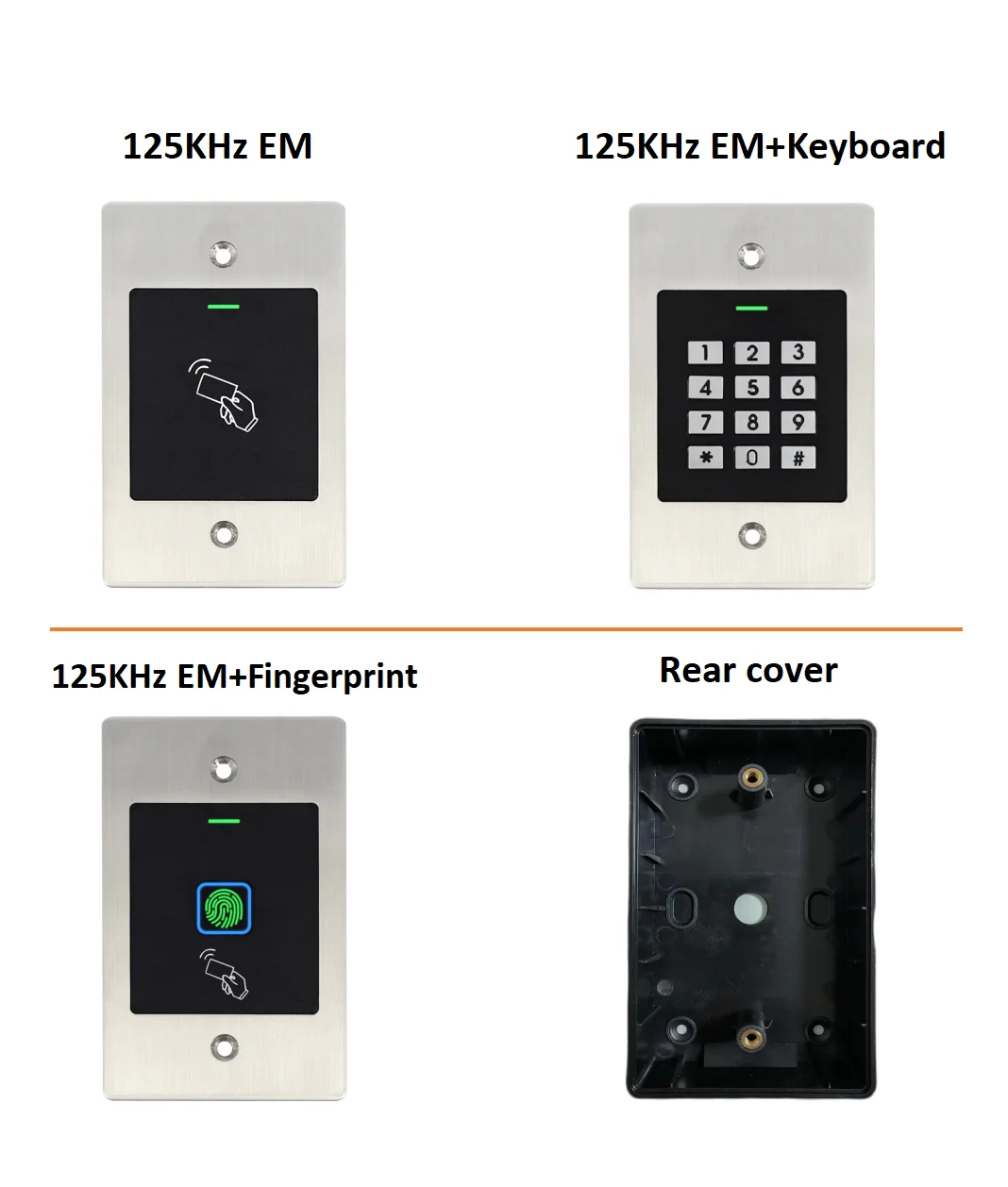 125KHz RFID fingerprint access control reader metal shell door lock IP66 waterproof wall-mounted embedded  input  output Wiegand