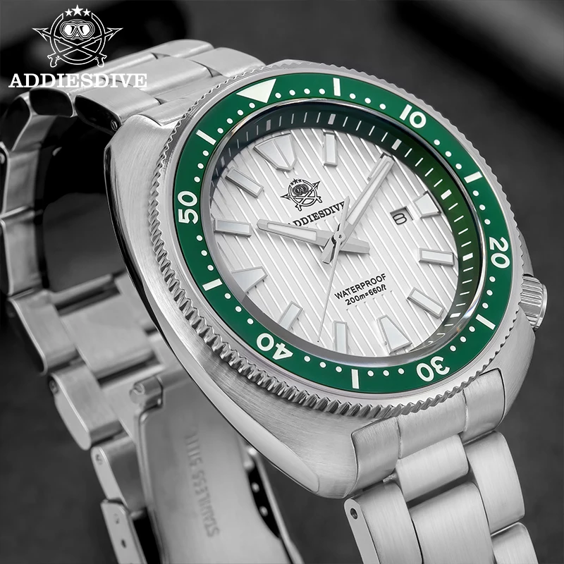 

ADDIESDIVE Watches For Men Sapphire Glass Miyota 2115 Quartz Watch AR Coated BWG9 Luminous Waterproof 200m Turtle Diver Watch