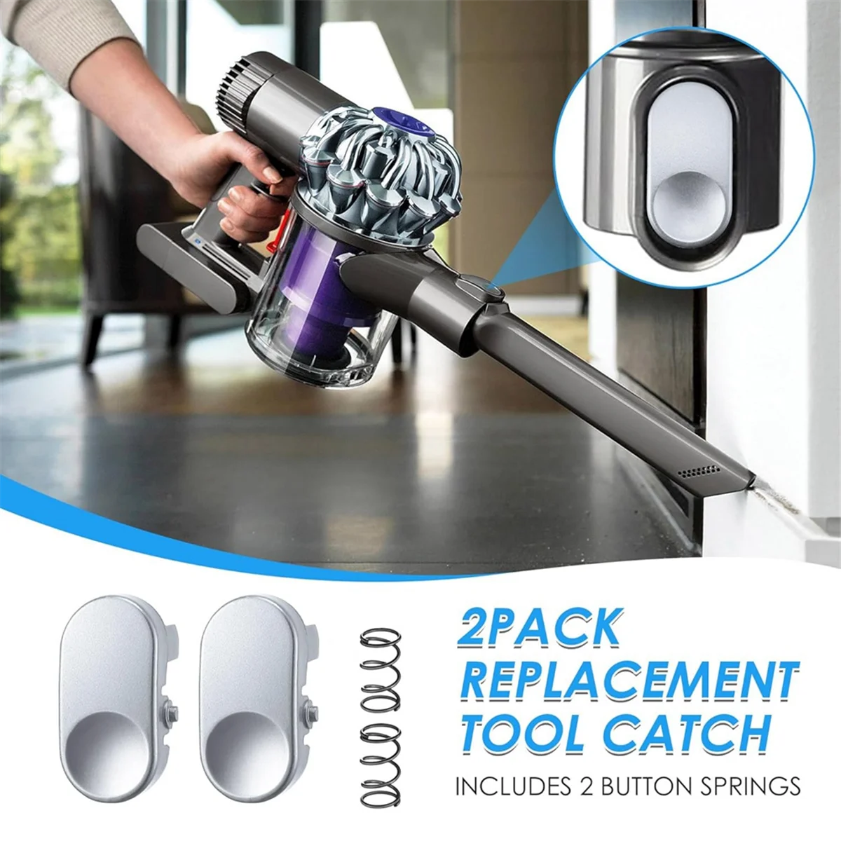 Y37A Slilver Tool Catch for Dyson V6 DC25, DC27, DC28, DC31, DC33, DC34 Vacuum Cleaner Replacement Parts - Model 911523-03