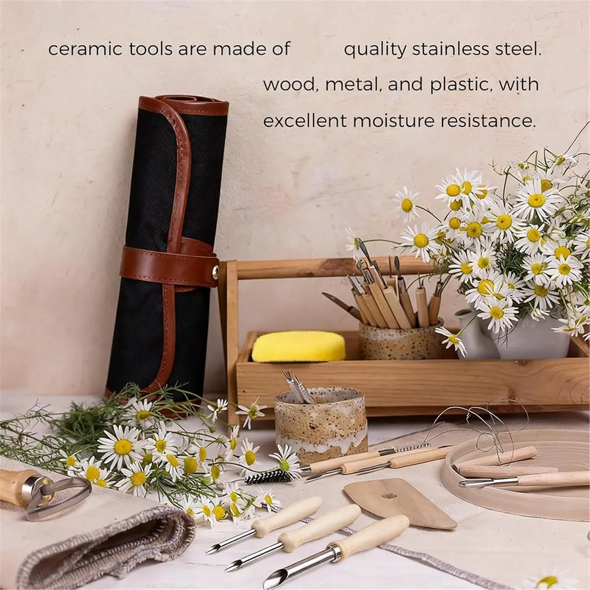 Budget-Friendly-52-Piece Ceramic Sculpting Set for Pottery and Clay, Includes Tools for Carving, Shaping, and Dotting