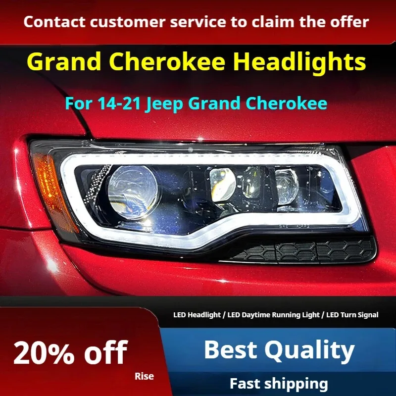 

FT Car Lights For Jeep Grand Cherokee Headlights 2014-2021 LED Projetor Headlamp Daytime Running Light Automotive Accessories