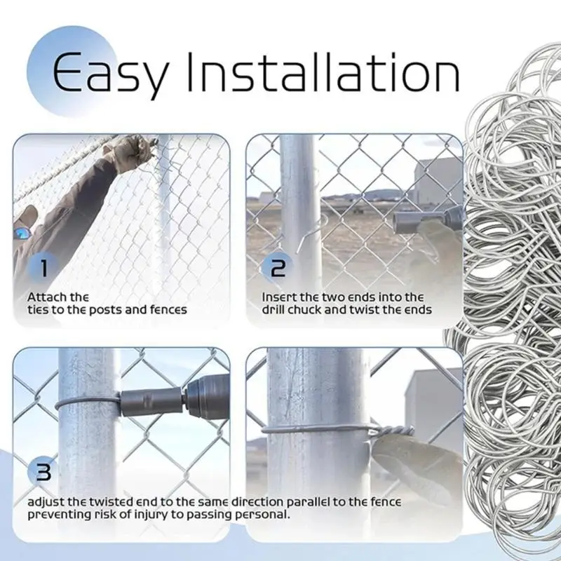 652F 100Pieces Multipurpose 11 Gauge Metal Chain Link Fence Tie Convenient for Efficient Fencing in Farm and Garden