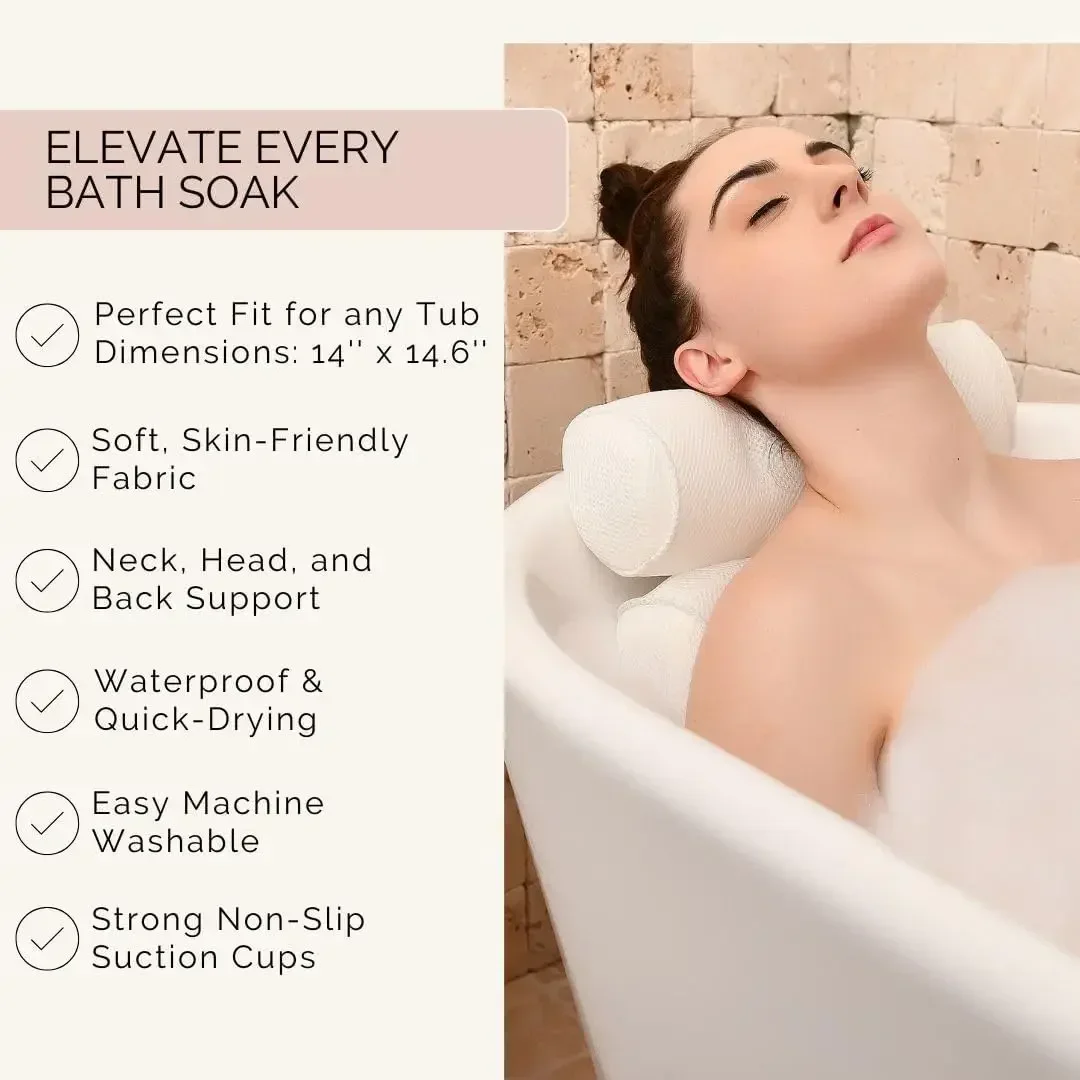 

Bath Pillow and Bathtub Tray Set for Tub | Luxurious, Relaxing Home Spa Accessories with Bath Tub Pillows for Head and Neck, Fol