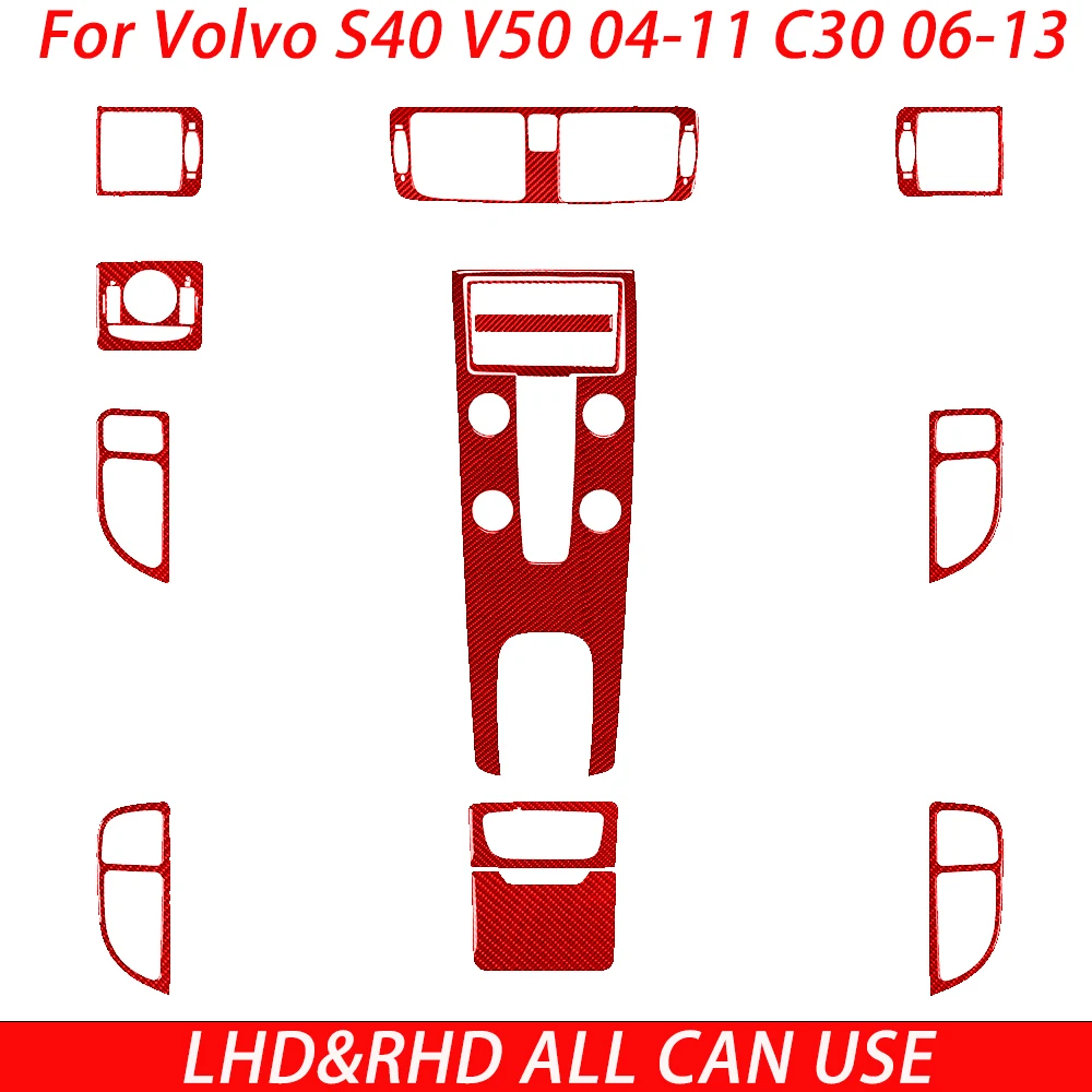 For Volvo S40 V50 2004–2011 C30 2006–2013 Carbon Fiber Complete set Car Interior Accessories Modification Decoration Stickers view 2