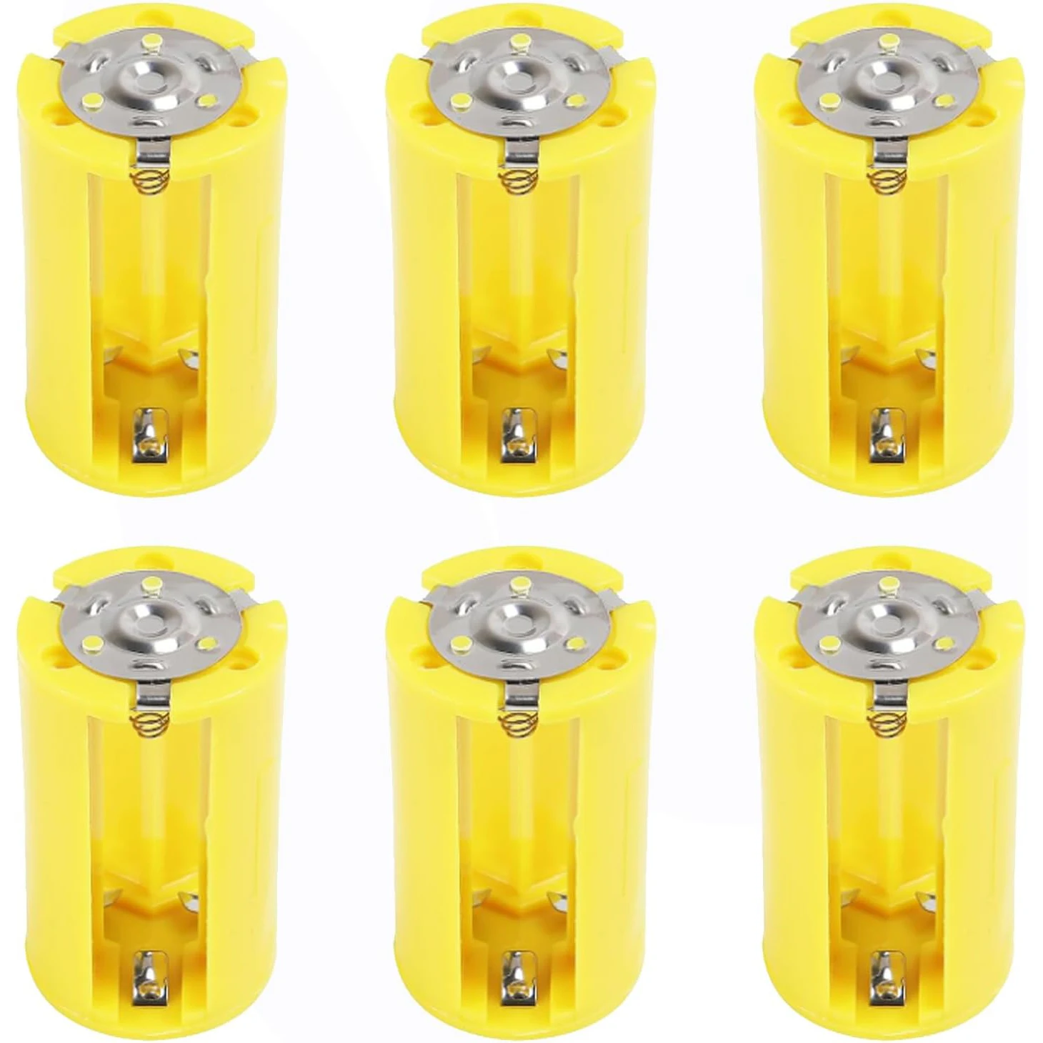 5 قطعة 3 AA إلى D محول بطارية AA إلى D حامل محولات البطارية 1.5 فولت صندوق إخراج 3 AA إلى 1 D محول أصفر #6