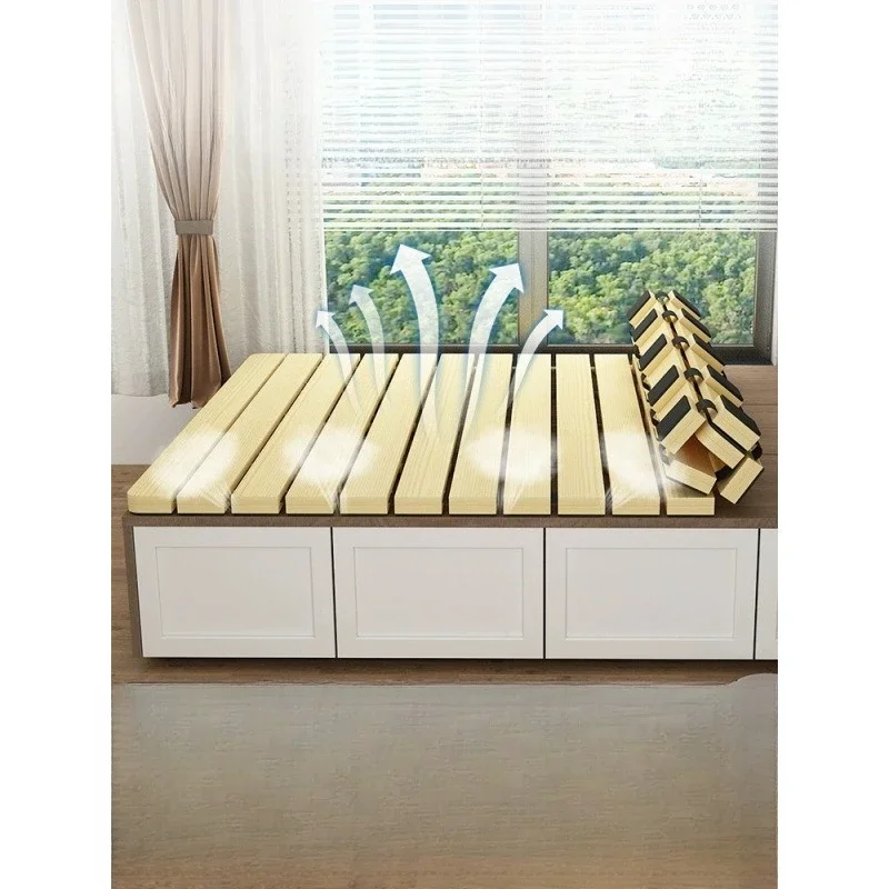 Tatami bed frame Solid wood row skeleton Breathable moisture-proof mattress Thickened bed board Foldable floor pine bed frame