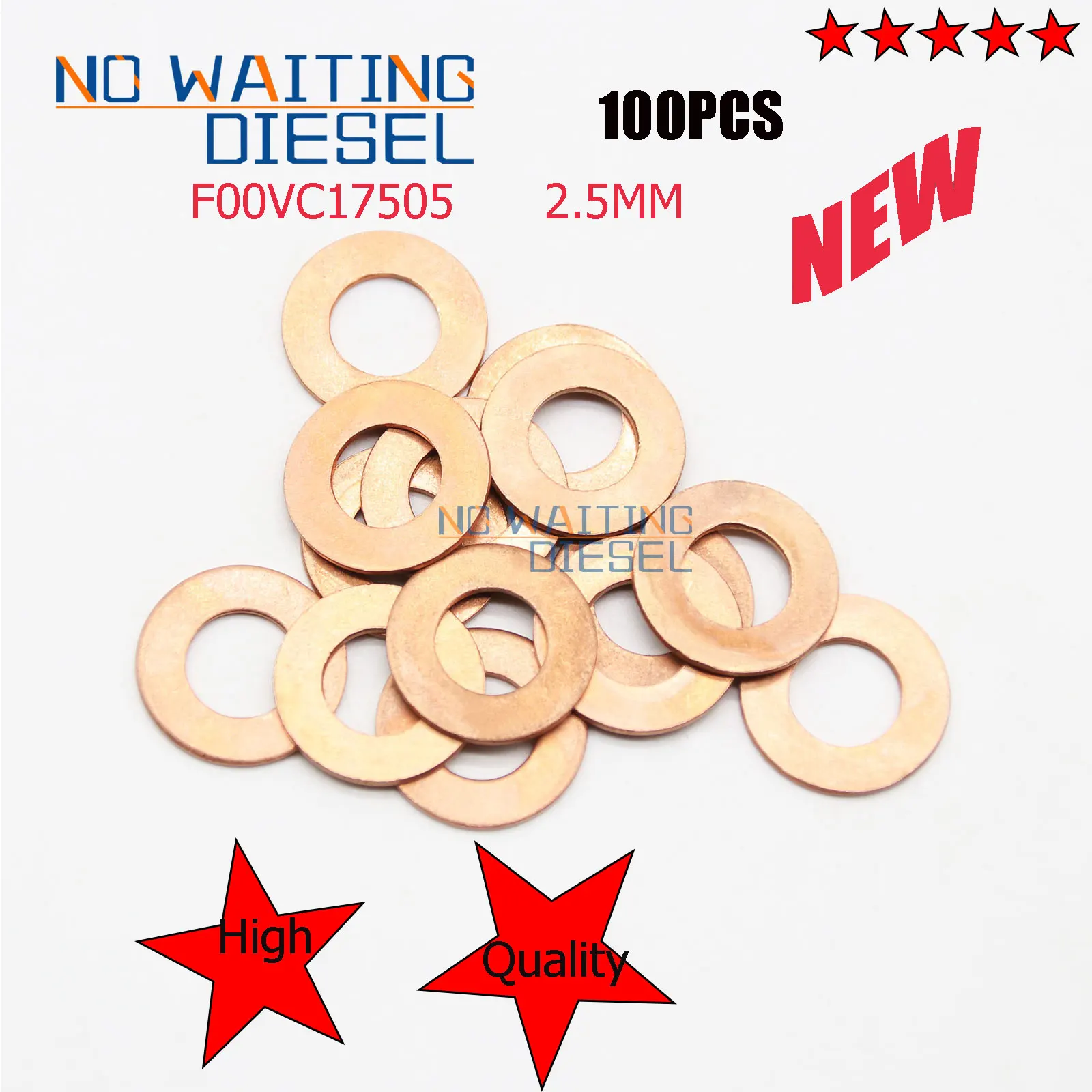 F00VC17505 2.5MM Injector Nozzle Copper Washer 2.5mm F00VC17505 Sprayer Gasket FOOVC17505 Shim 100pcs