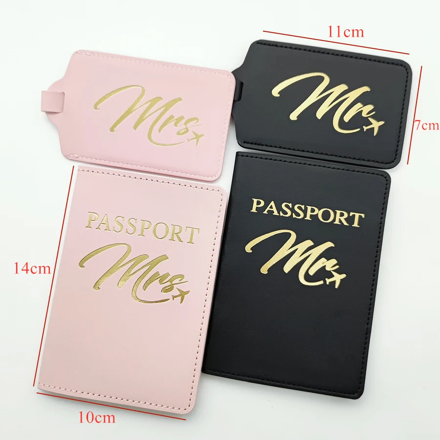 4PCS/Set Couples Passport Cover Luggage Tag Suitcase Name ID Cards Holder Lightweight Travel Accessories Flight Lovers Gifts