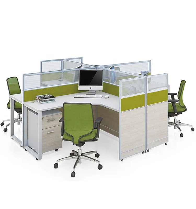 4 Person Office Island Workstation Custom Size Color Ready To Fix Office Partition