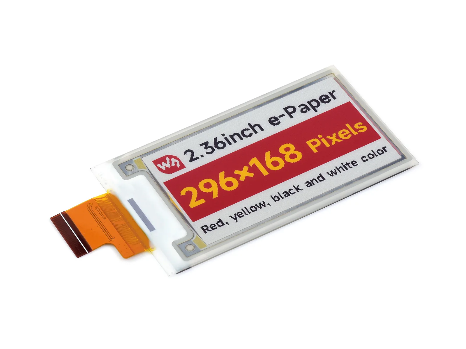 2.36inch E-Paper (G) raw display, 296 × 168, Red/Yellow/Black/White Ideal for price tags, shelf labels, industrial instruments