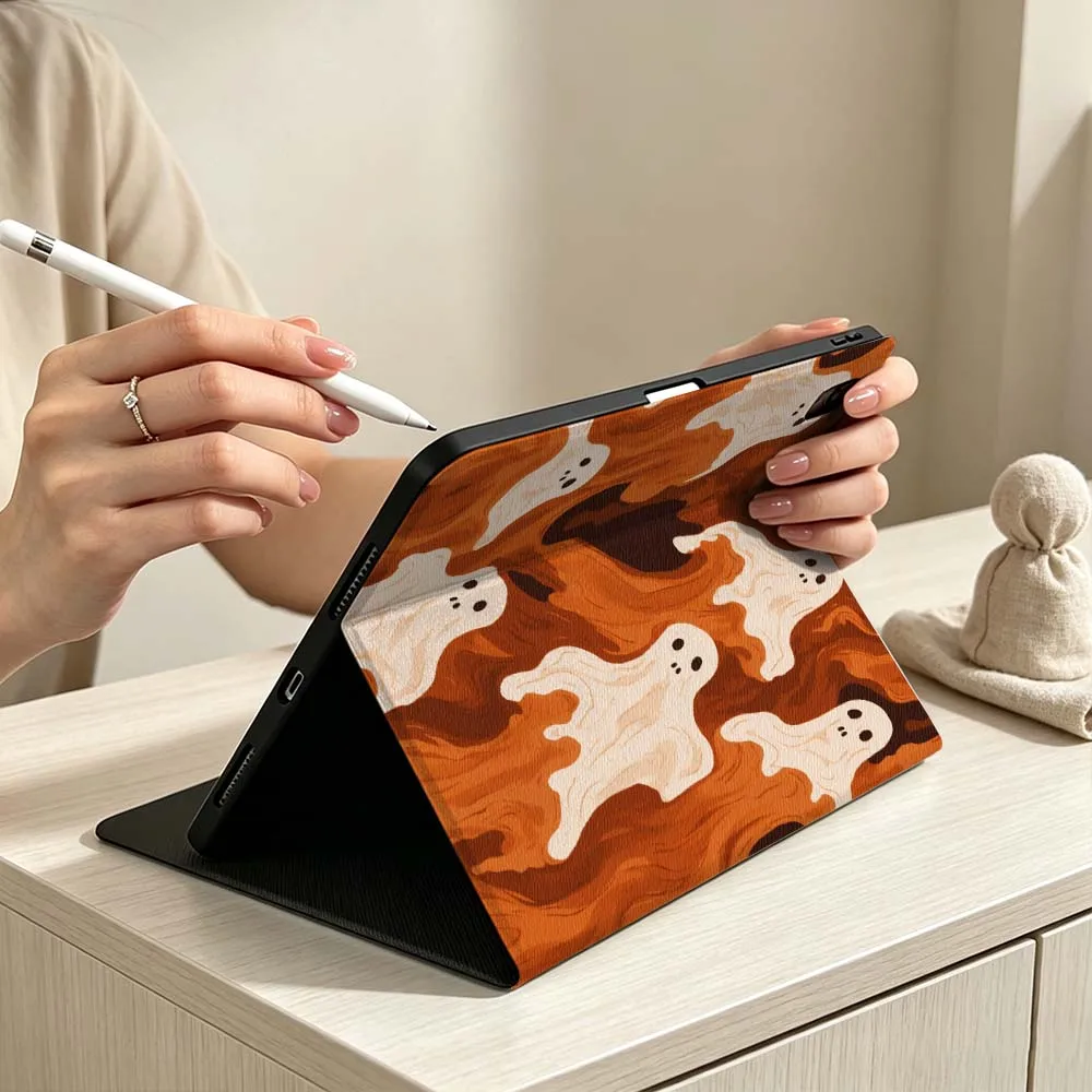 Cartoon Ghost Group For iPad Pro Air mini 7 6 5 4 3 2 1 M5 M4 M3 11th 10th A17 Pro A16 A14 Soft Pen Tray Tablet Case
