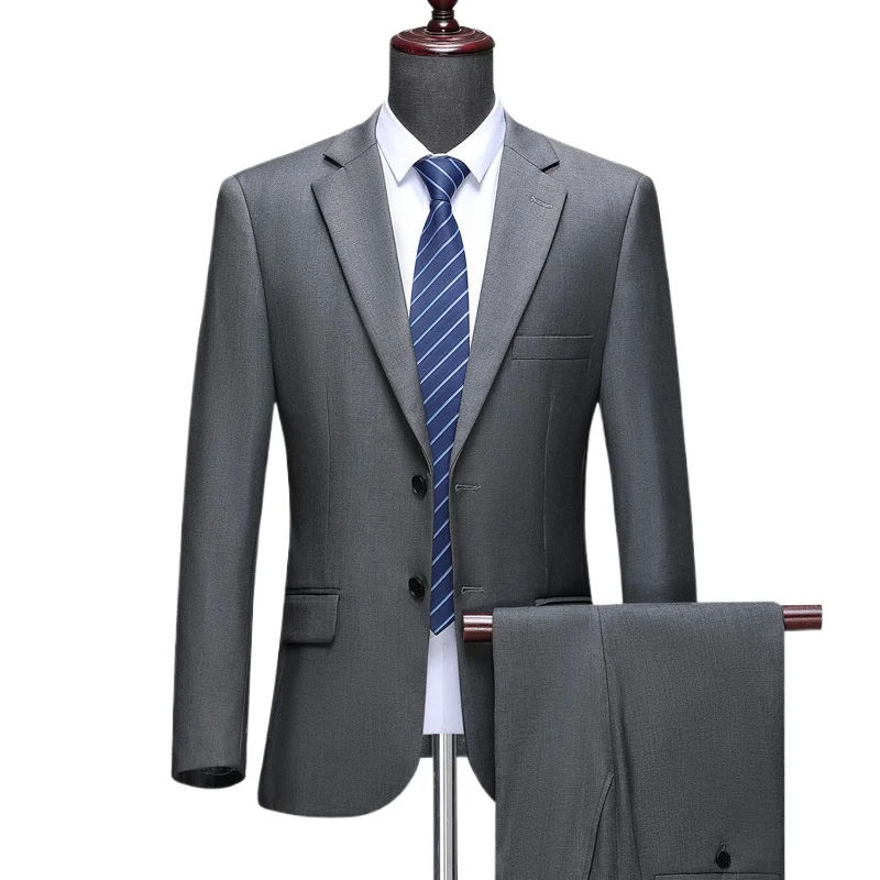 Mens Suits (Blazer+ Pants) Fashion Business Casual Slim-fit Formal Dress Banquet Work British Style Evening Dress Suit