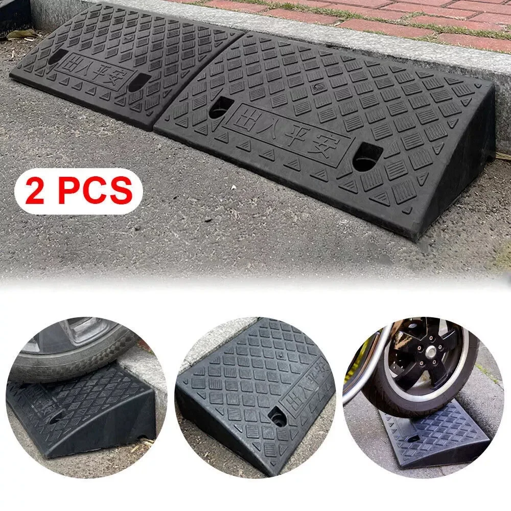 2PCS 9CM Kerb Rampa per auto Anti-Skid Gomma Camper Pneumatici Ruota Cunei Auto Livellamento Curb Rampe Heavy Duty Soglia Rampa