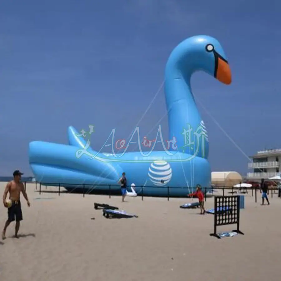 4/6/8m Length Outdoor Blue Giant Inflatable Swan, Inflatable Mascot Animal Replica For Advertising/Event Exhibition Props