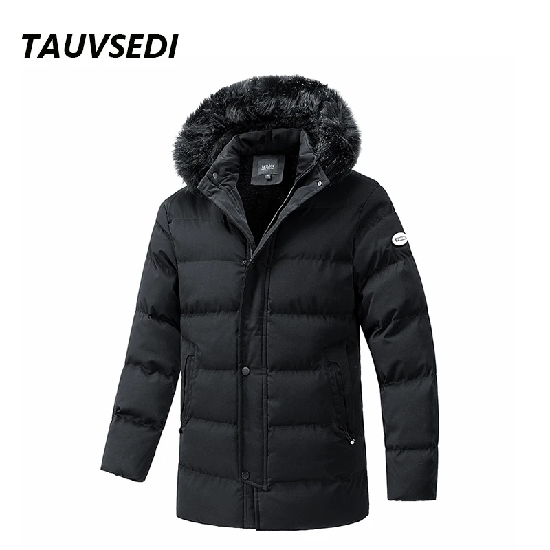 

2023 New Winter Warm Long Parka Jacket Mens Fleece Thick Waterproof Windproof Coat Mens Fashion Solid Hooded Parkas Jacket Male