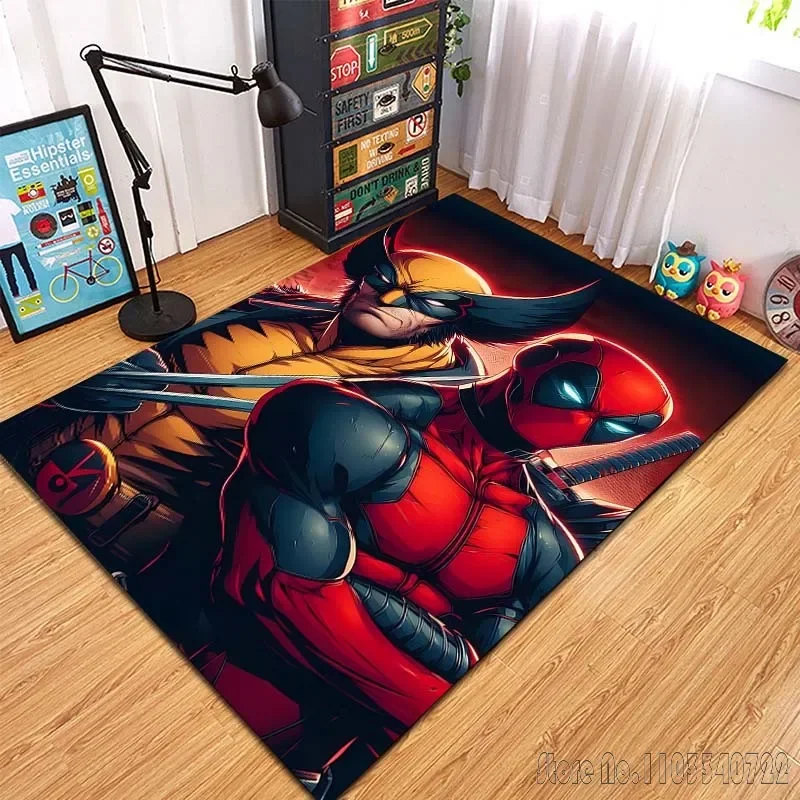 Marvell Deadpooll Wolverine Print Large Carpet for Living Room Bedroom Kid's Room Home Decor Area Rug Non-slip Mat Sofa Mat