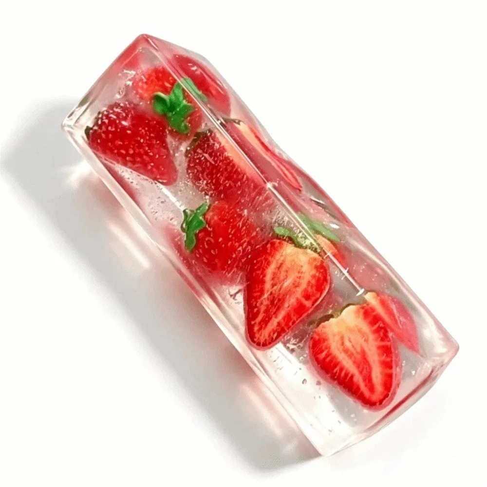 Reduce Pressure Transparency Fruit Ice Cube Squishy Realistic Non Rebound Fruit Squishy TPR Super Soft Fruit Jelly Stick