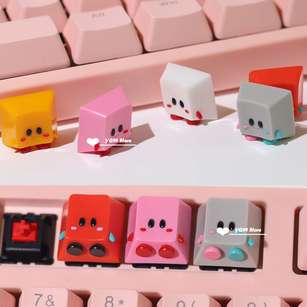 

Keycaps Resin Material Cross Shaft Mechanical Keyboard Cap Cute Pink Pudding Square Box Design Personalized DIY Keycaps