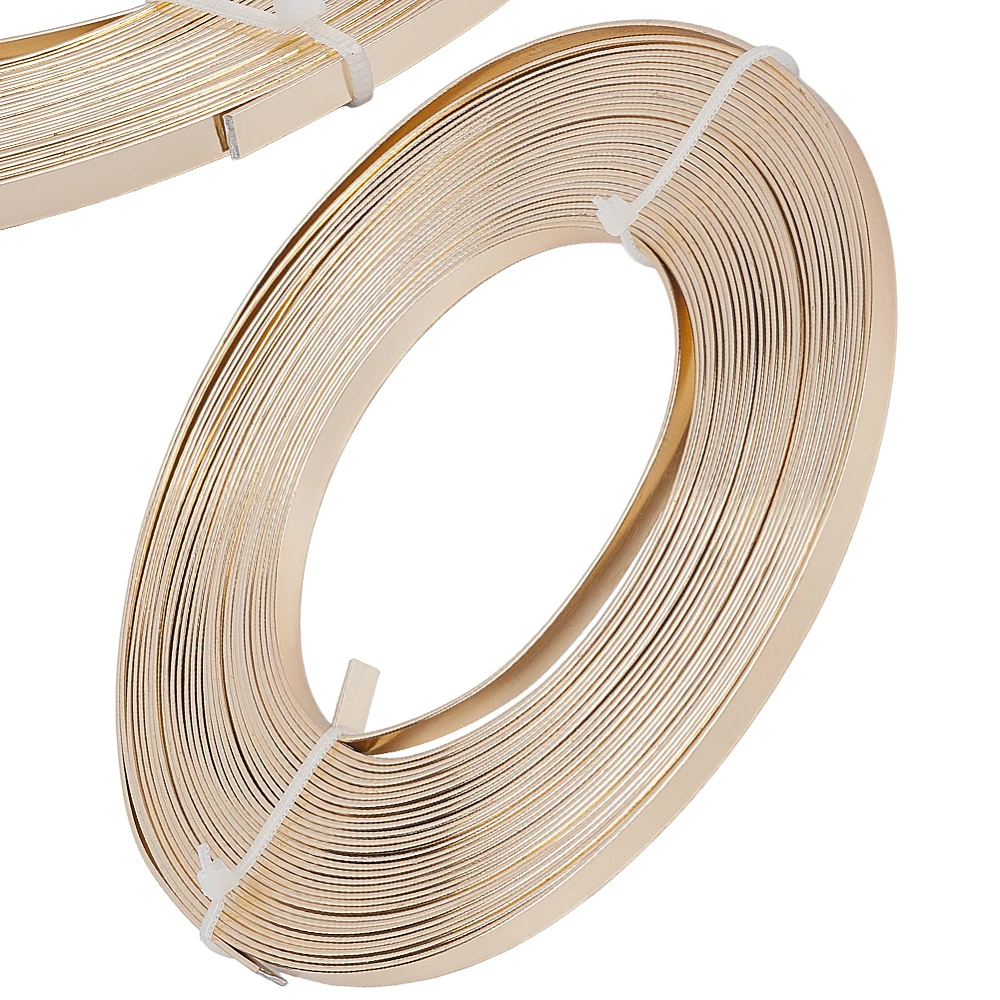 32.8 Feet 5mm Aluminum Craft Wire Light Gold Color Bendable Flat Jewelry Wire for Bezel Frame Jewelry Making Wrapping Sculpture