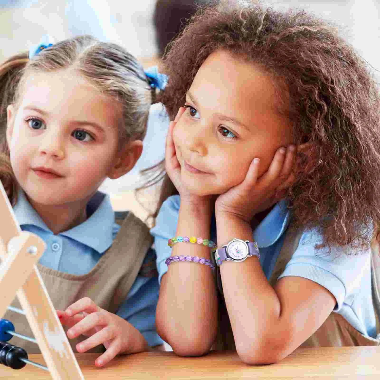 Bracelet de montre pour enfants, kit de montres pour tout-petits, matériau miroir, verre de clôture, dessin animé numérique pour filles, mode