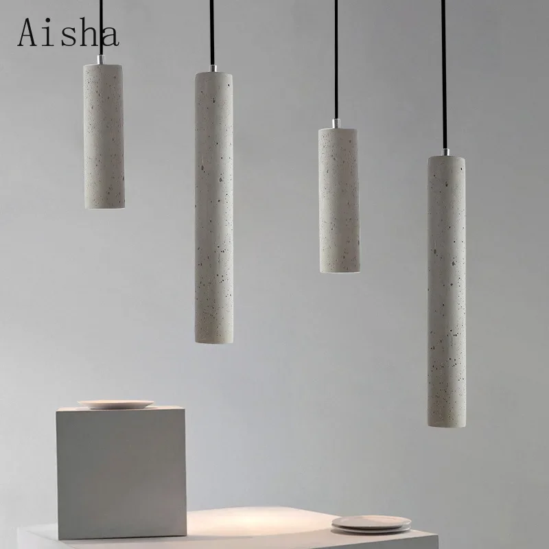 

Retro long cement pendant light loft industrial style bar table creative art coffee restaurant bedroom bedside lamp bar table